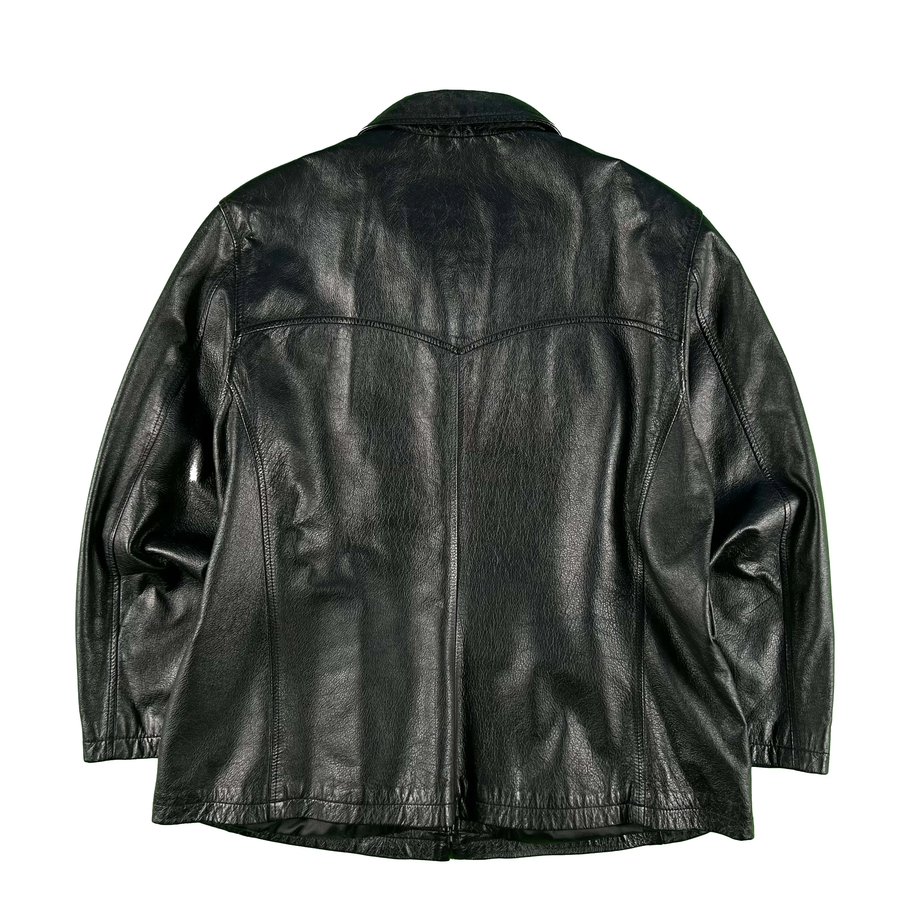 00s Wilsons Black Leather Racer Jacket- M