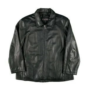 00s Wilsons Black Leather Racer Jacket- M