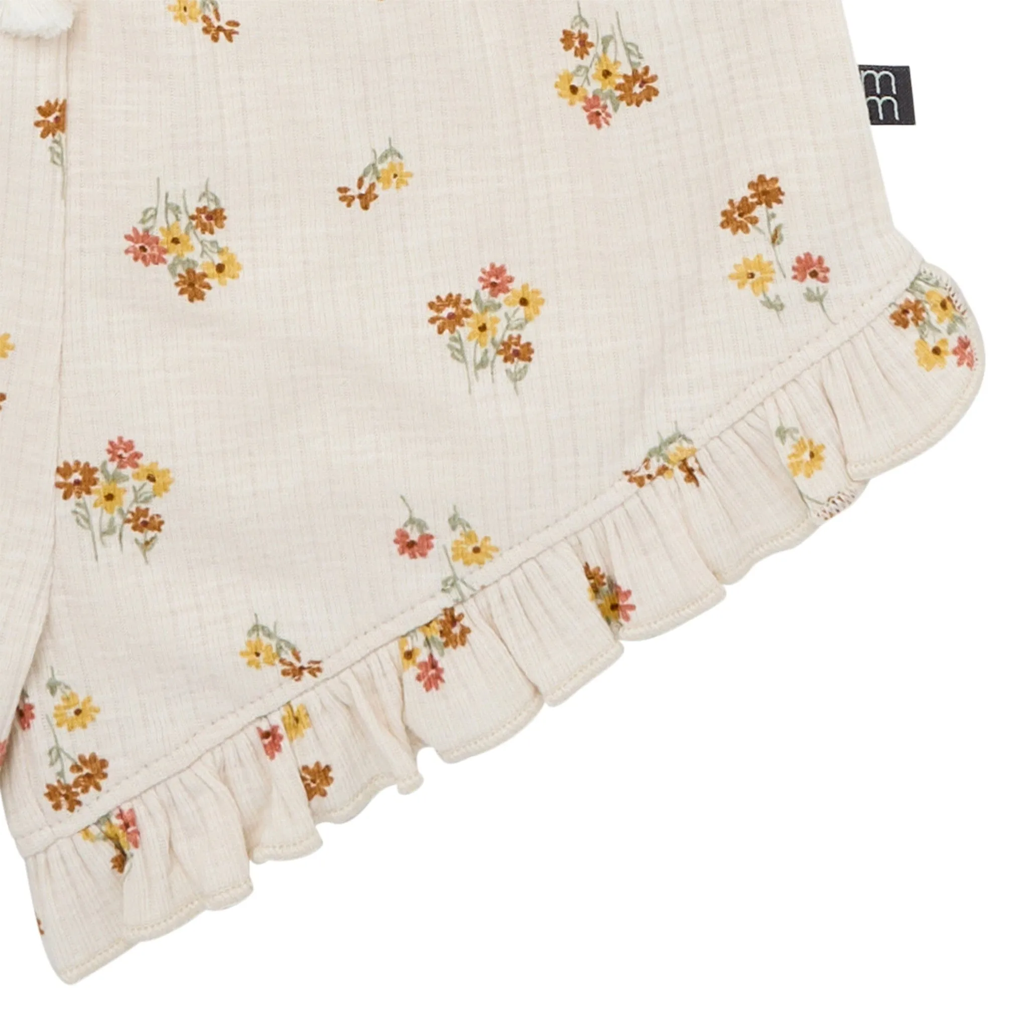 4-Piece Infant & Toddler Girls Beige Flowers Flutter Sleeve Tops and Shorts Set