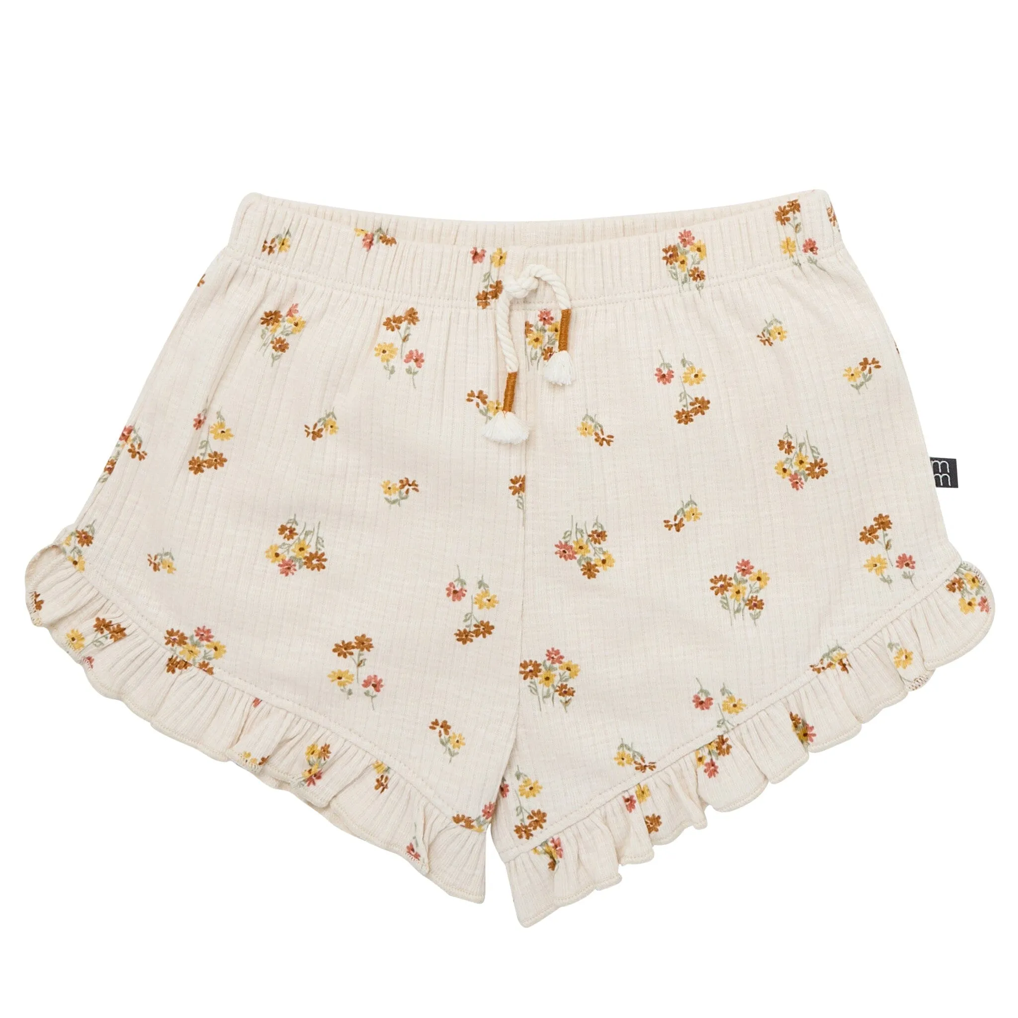 4-Piece Infant & Toddler Girls Beige Flowers Flutter Sleeve Tops and Shorts Set