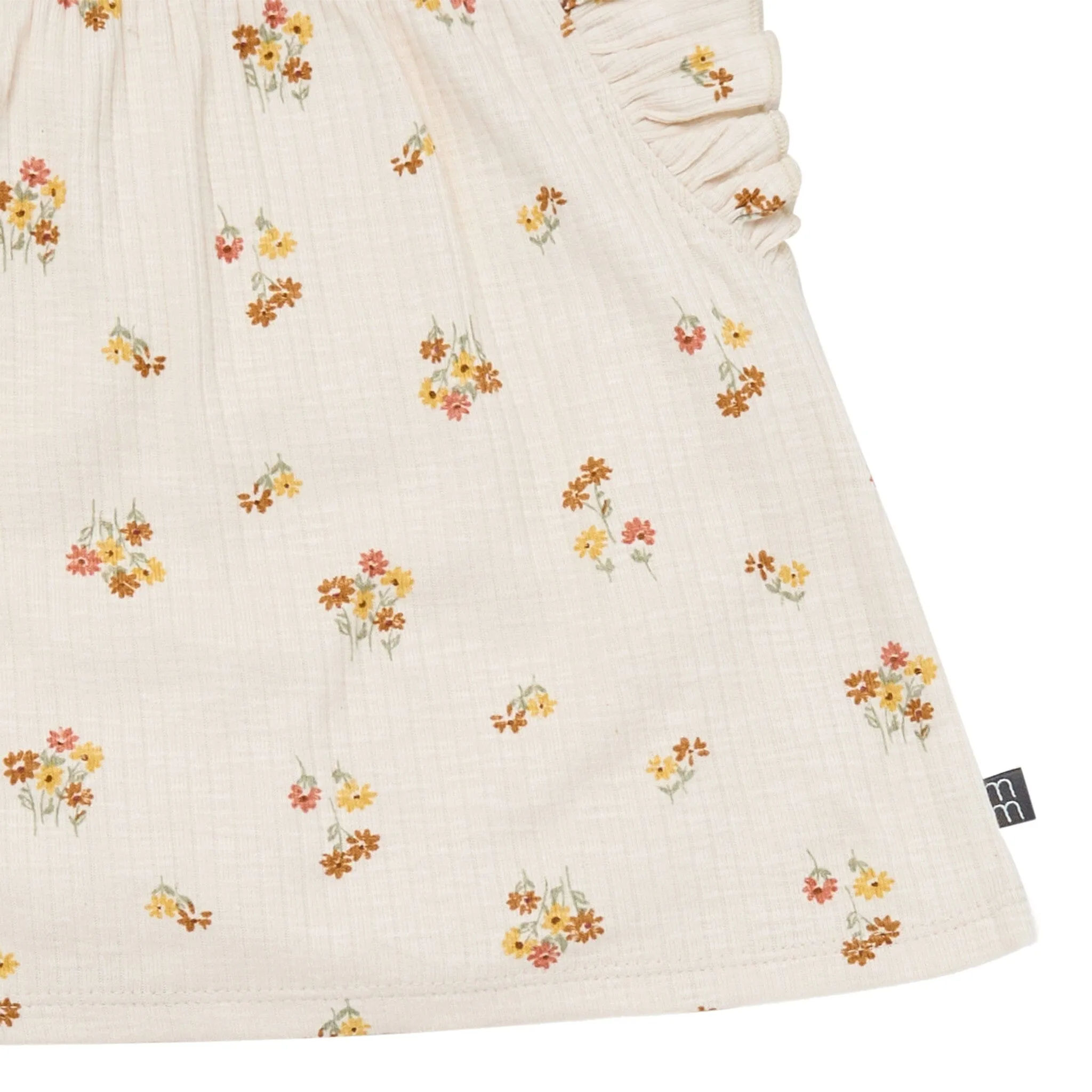 4-Piece Infant & Toddler Girls Beige Flowers Flutter Sleeve Tops and Shorts Set