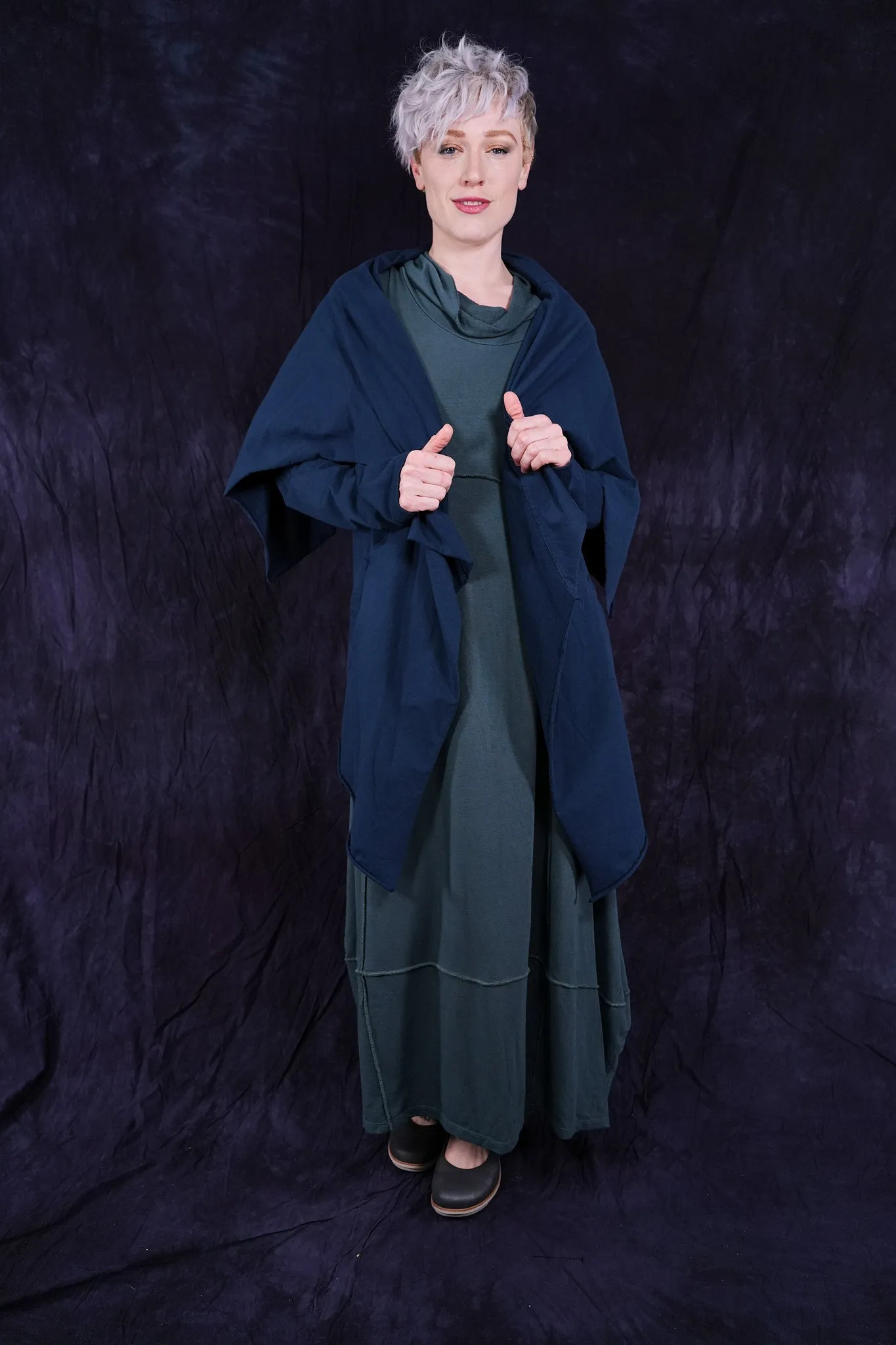 5279 Hi-Lo Drape Cardigan Mood Blue-U