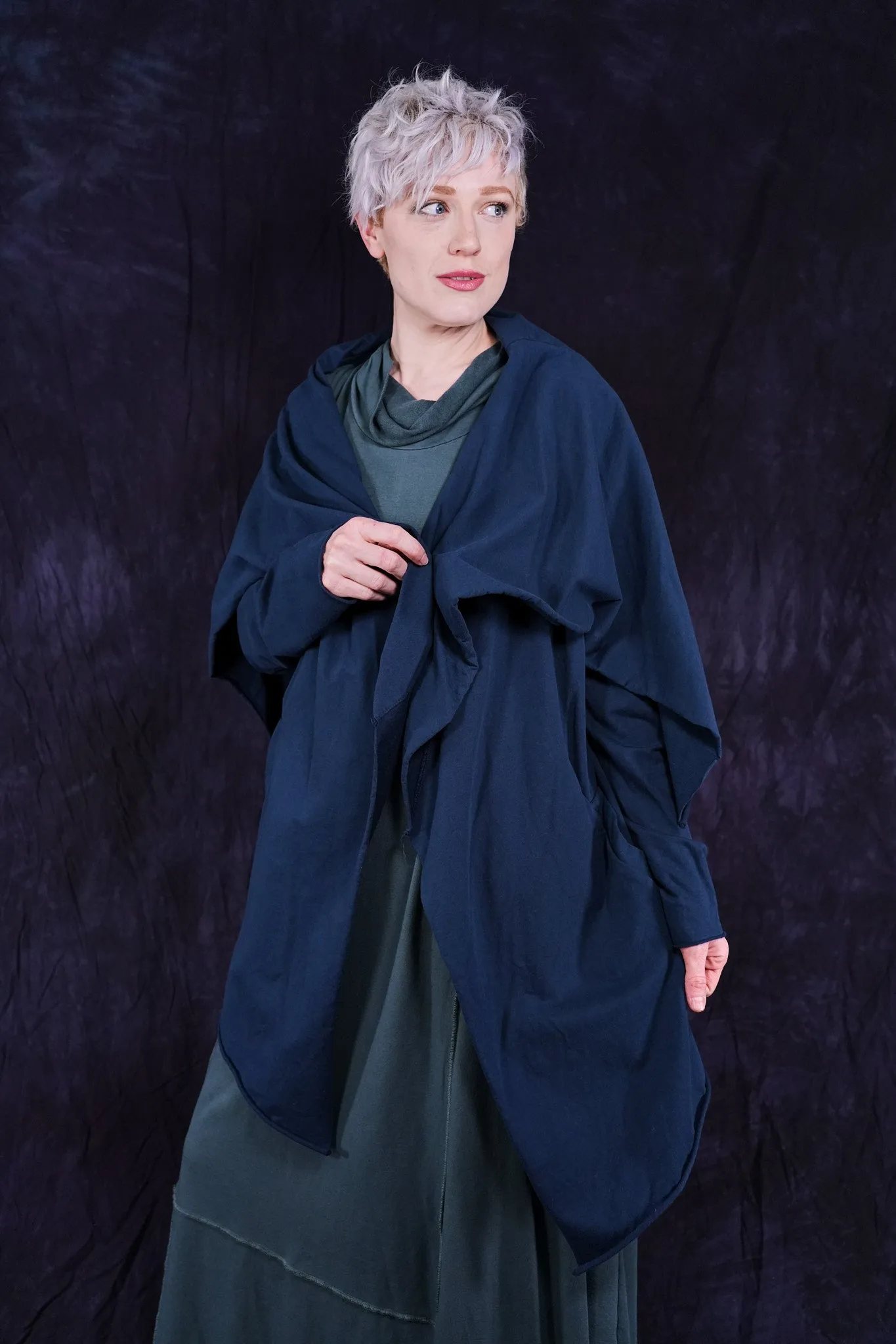 5279 Hi-Lo Drape Cardigan Mood Blue-U