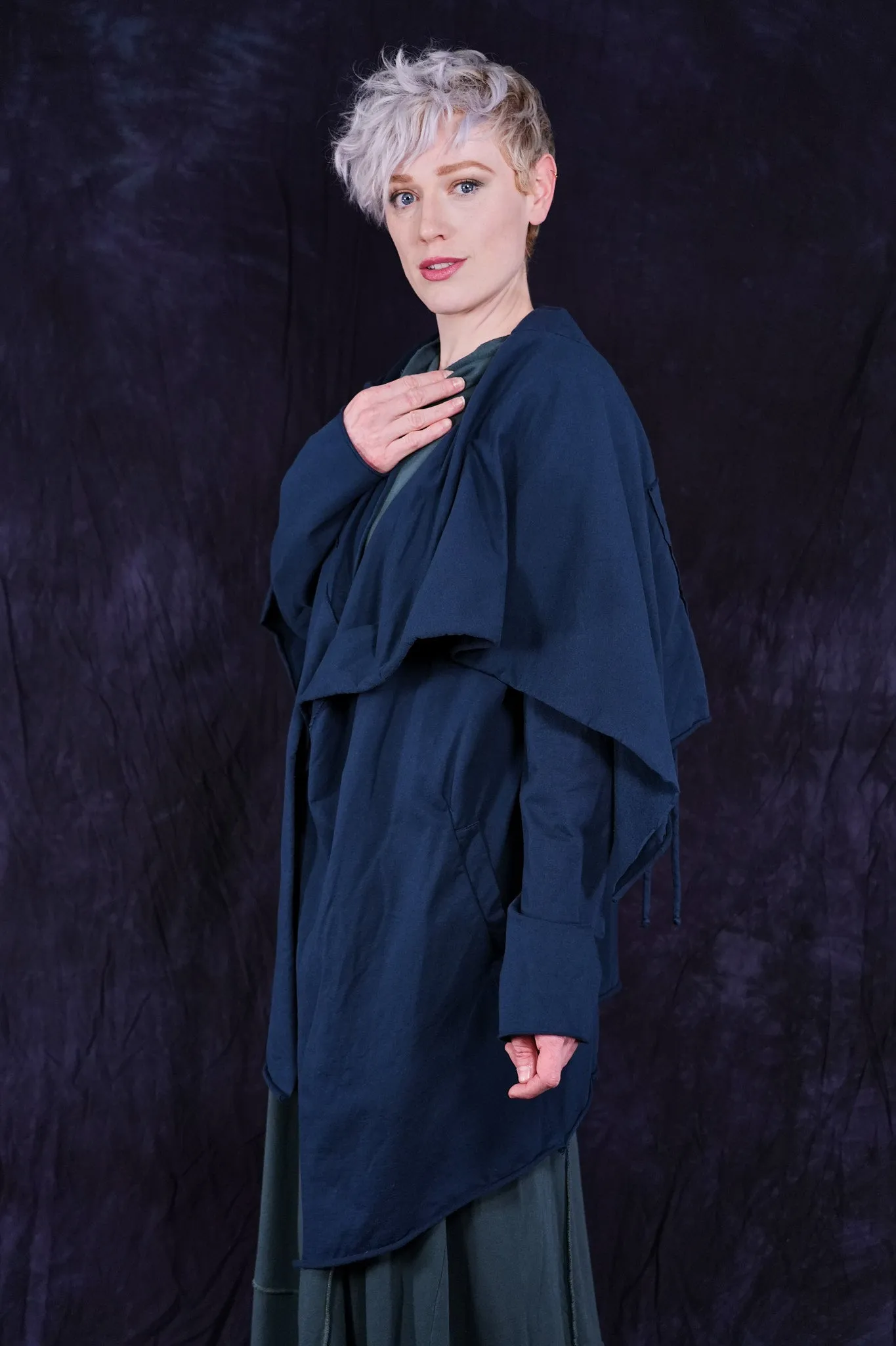5279 Hi-Lo Drape Cardigan Mood Blue-U