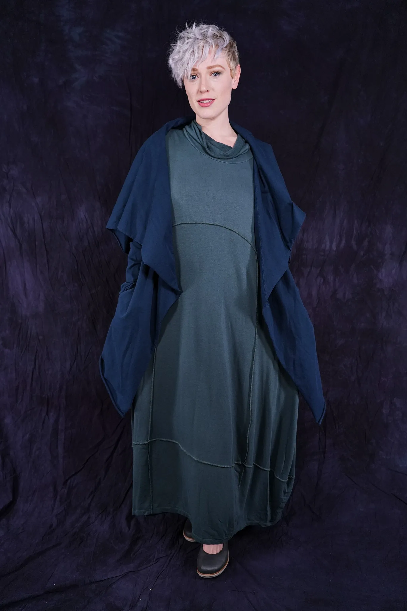 5279 Hi-Lo Drape Cardigan Mood Blue-U