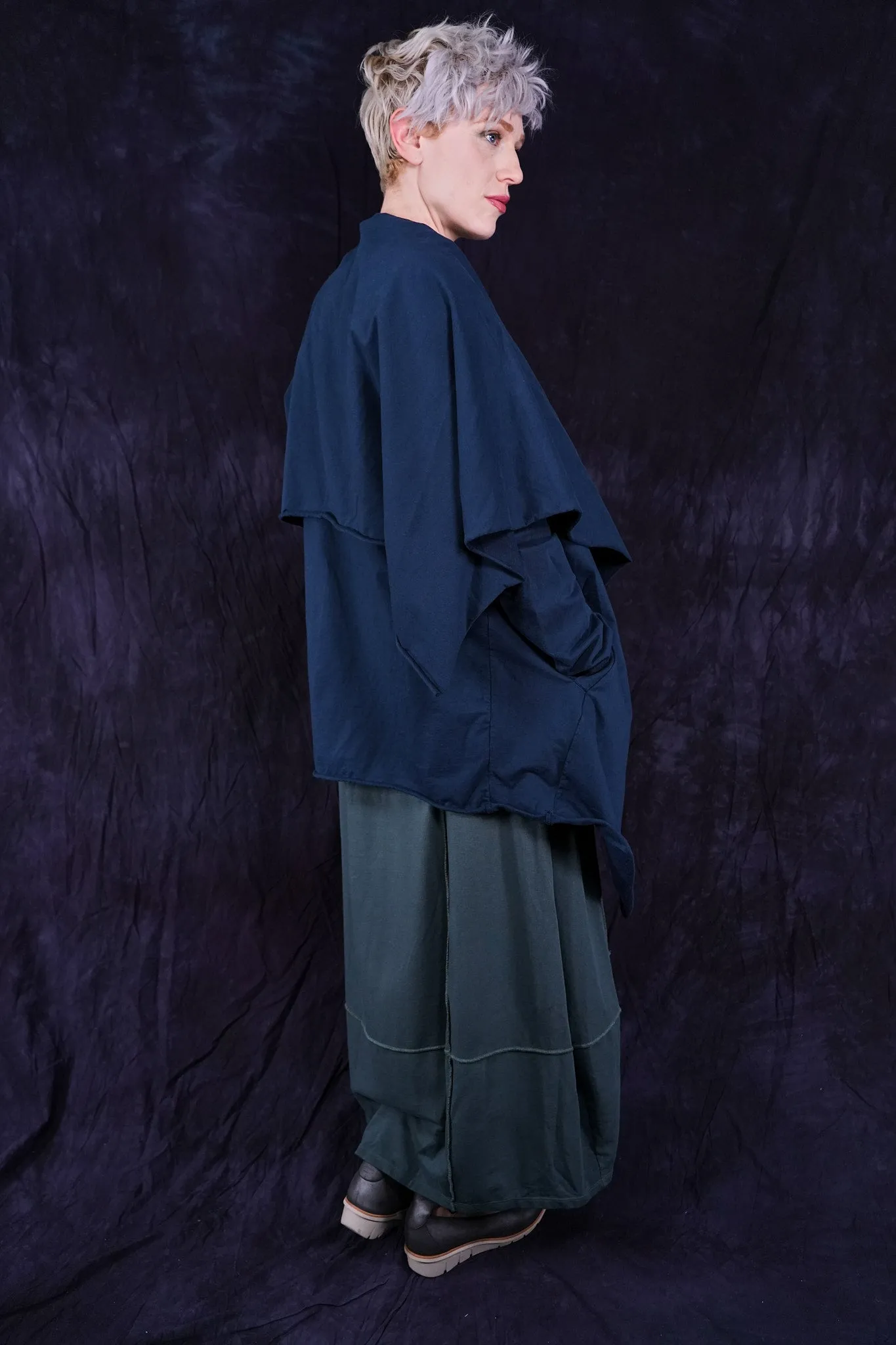 5279 Hi-Lo Drape Cardigan Mood Blue-U