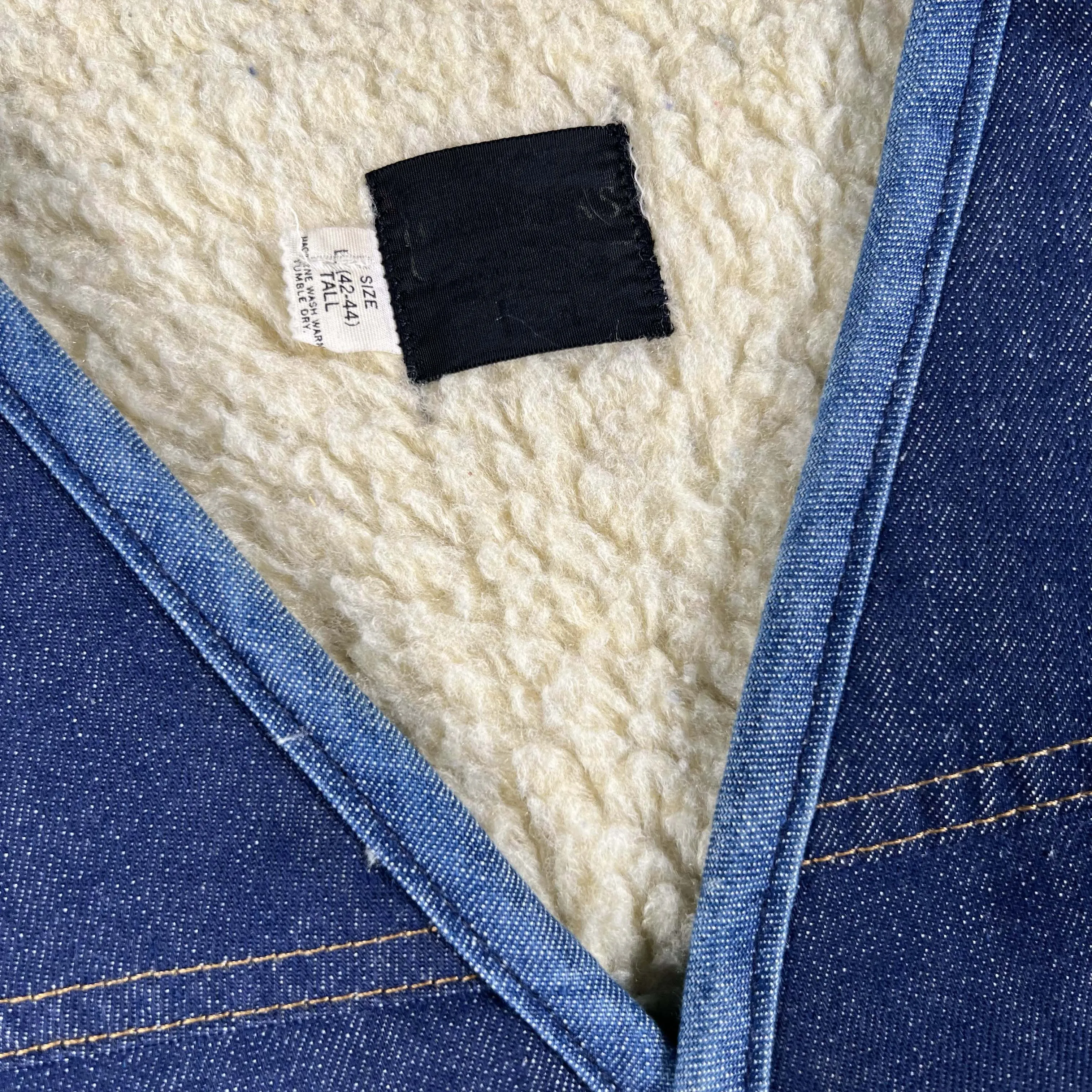 70s 'Christians for Kerry' Roebucks Sherpa Lined Denim Vest- L