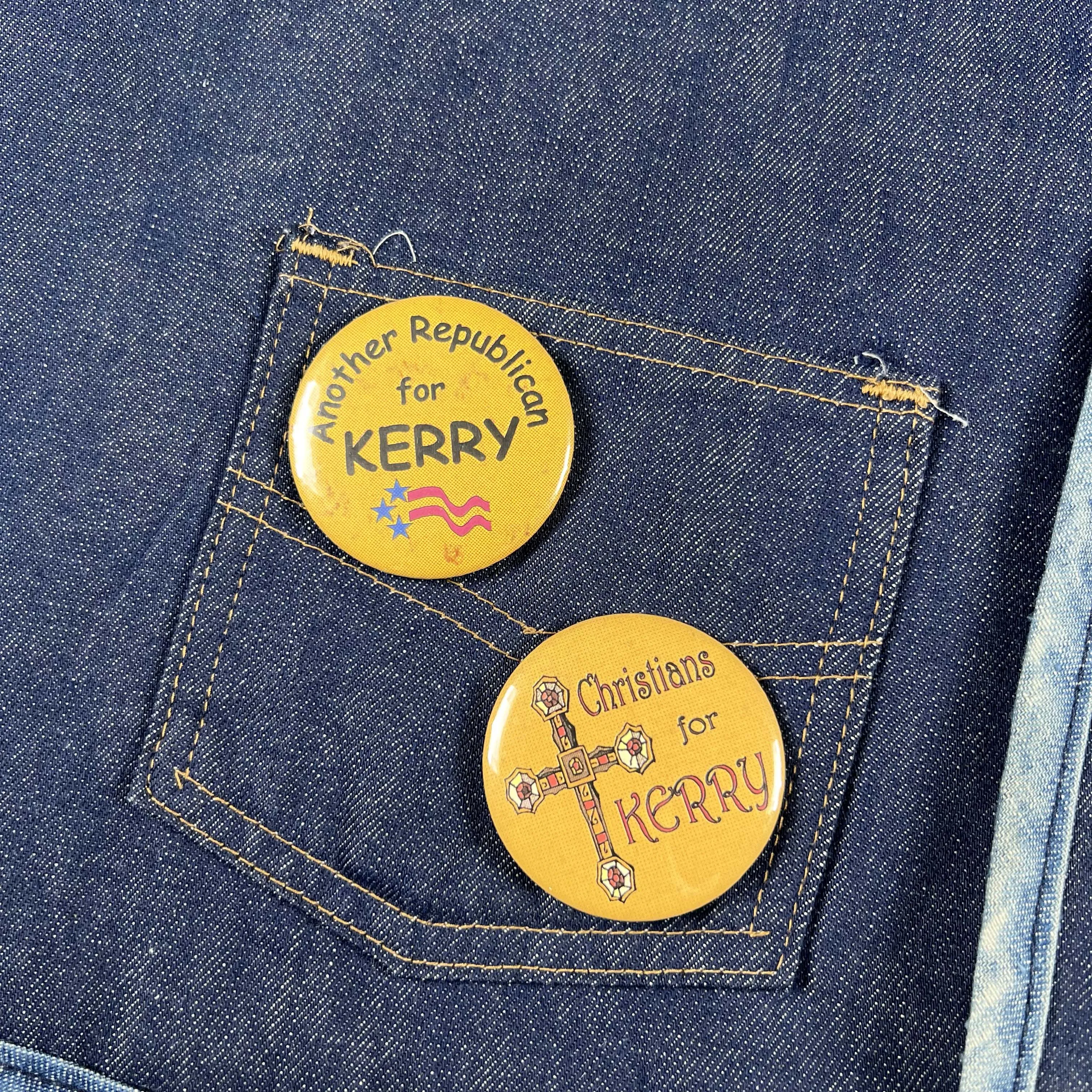 70s 'Christians for Kerry' Roebucks Sherpa Lined Denim Vest- L