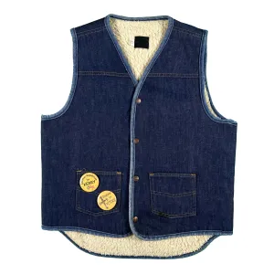 70s 'Christians for Kerry' Roebucks Sherpa Lined Denim Vest- L