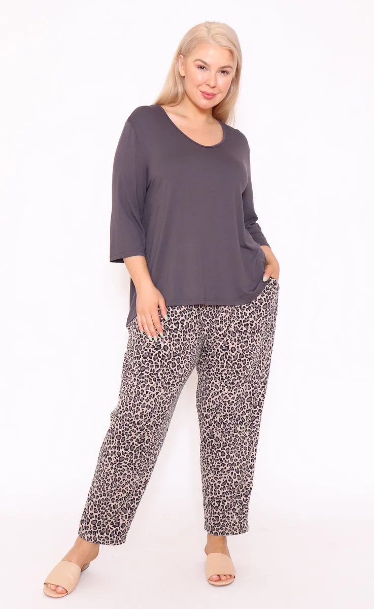 7853 Brown Leopard loss pants with pockets