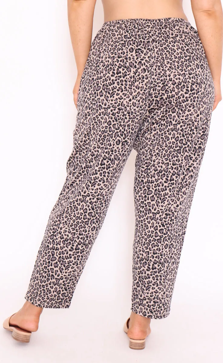 7853 Brown Leopard loss pants with pockets