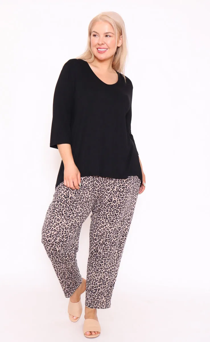 7853 Brown Leopard loss pants with pockets
