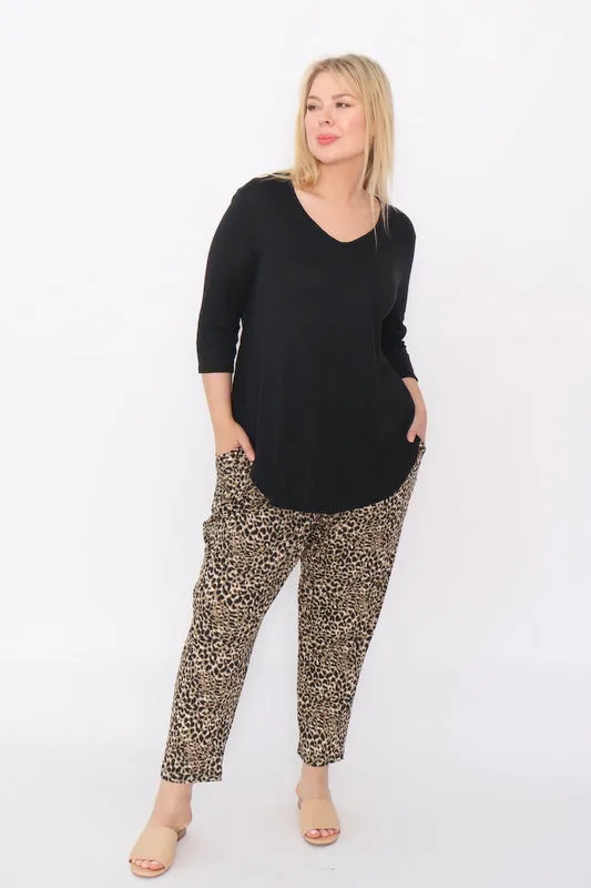 7853 Khaki Leopard pants with pockets