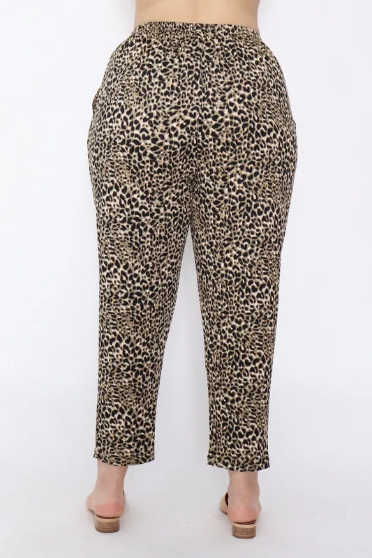 7853 Khaki Leopard pants with pockets
