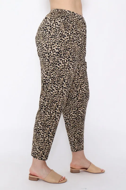 7853 Khaki Leopard pants with pockets