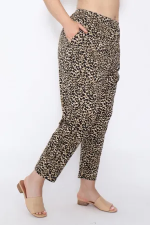 7853 Khaki Leopard pants with pockets