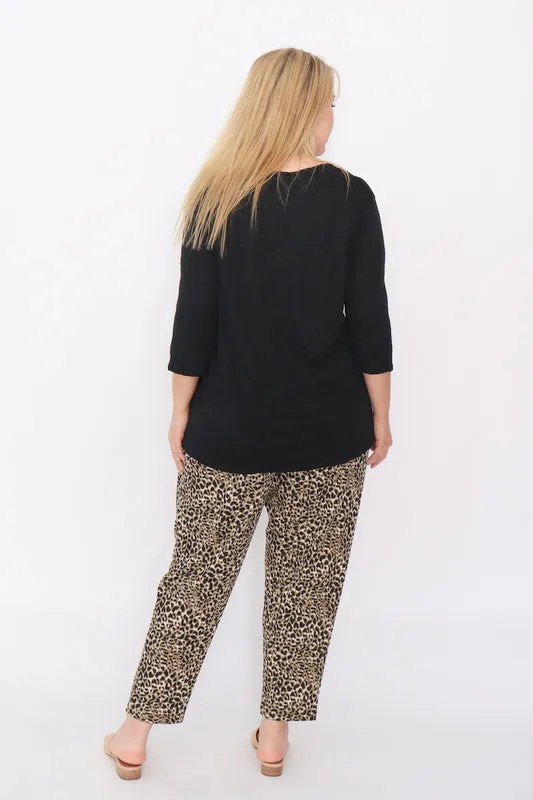 7853 Khaki Leopard pants with pockets