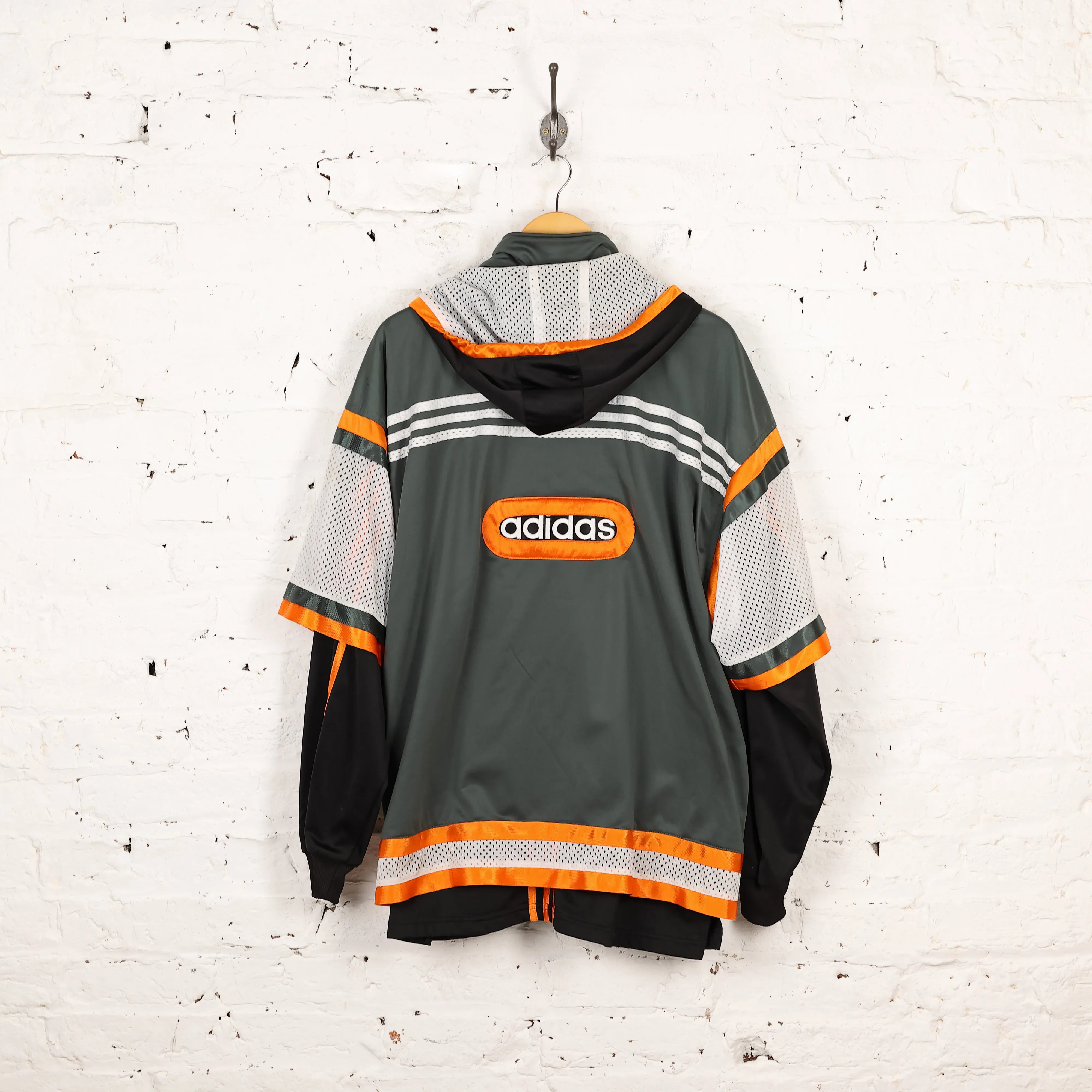 Adidas 90s Hooded Tracksuit Top Jacket - Green - XL