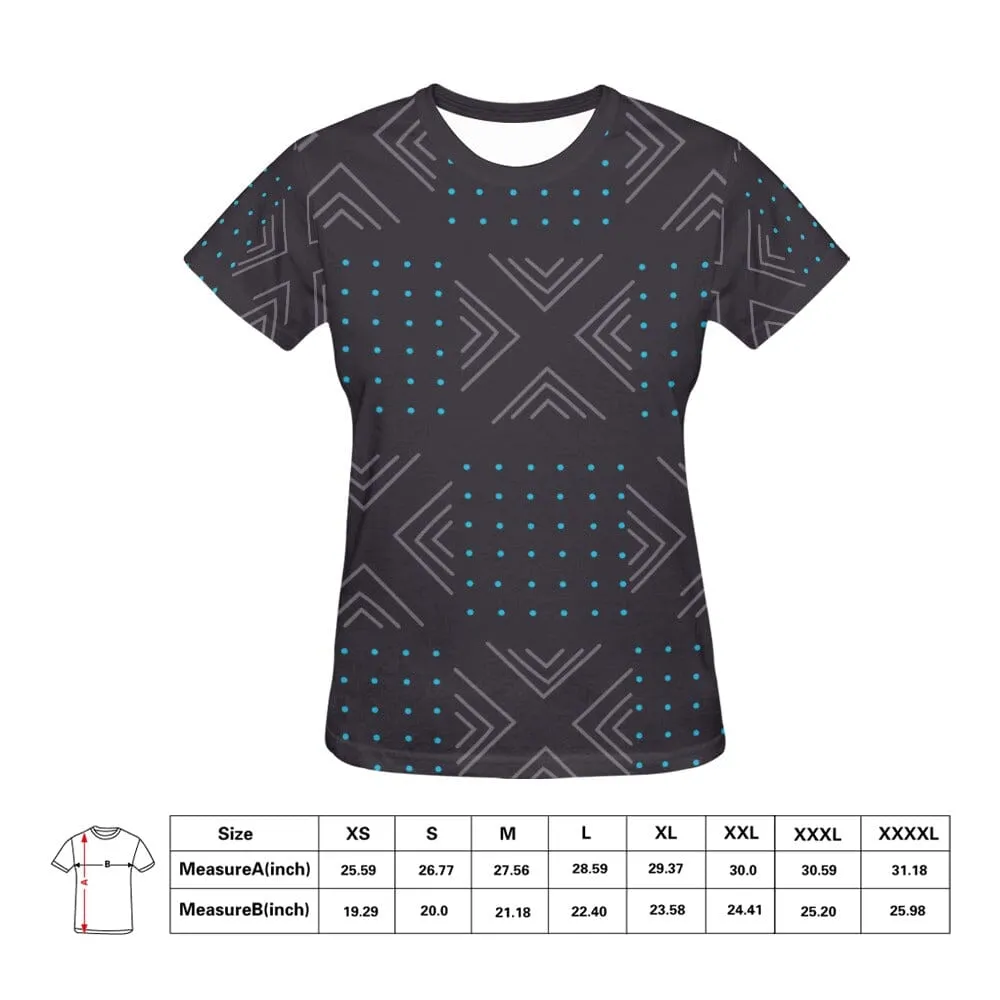 African print shirts for ladies: Geometric Dark Gray Blue