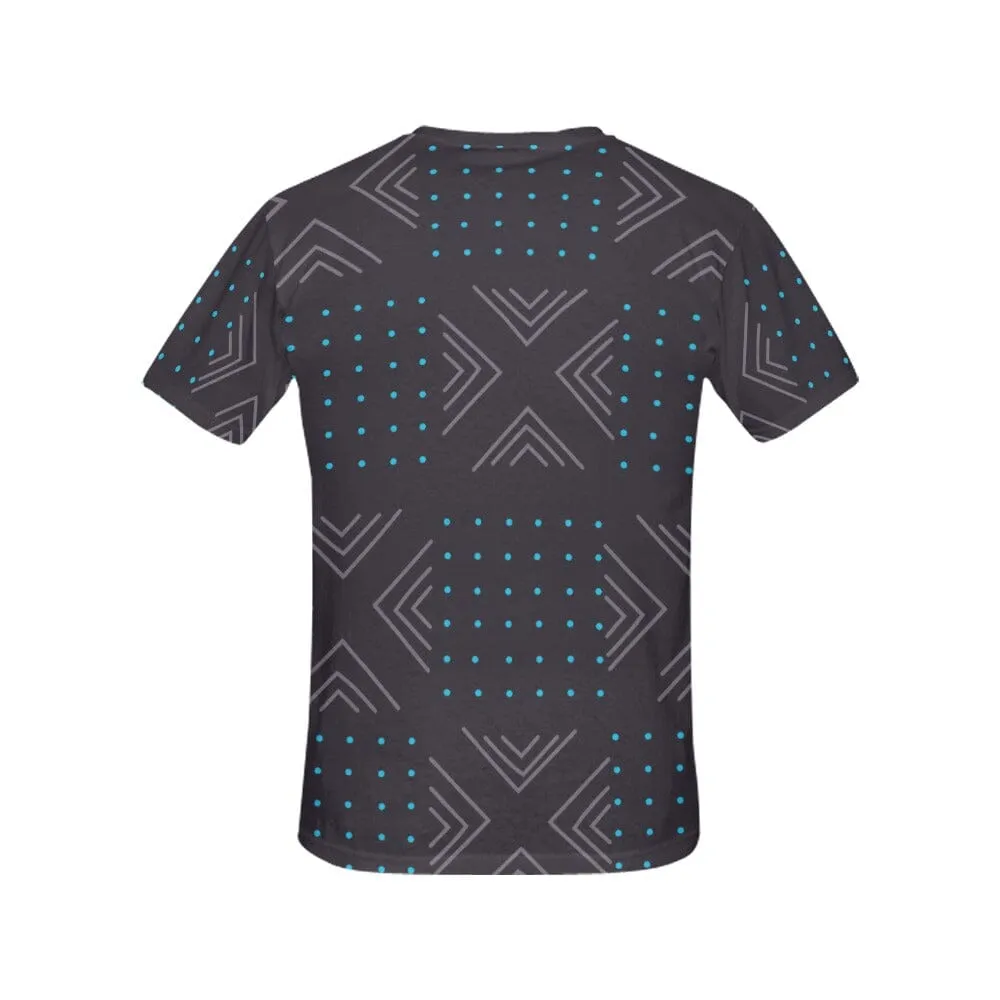 African print shirts for ladies: Geometric Dark Gray Blue