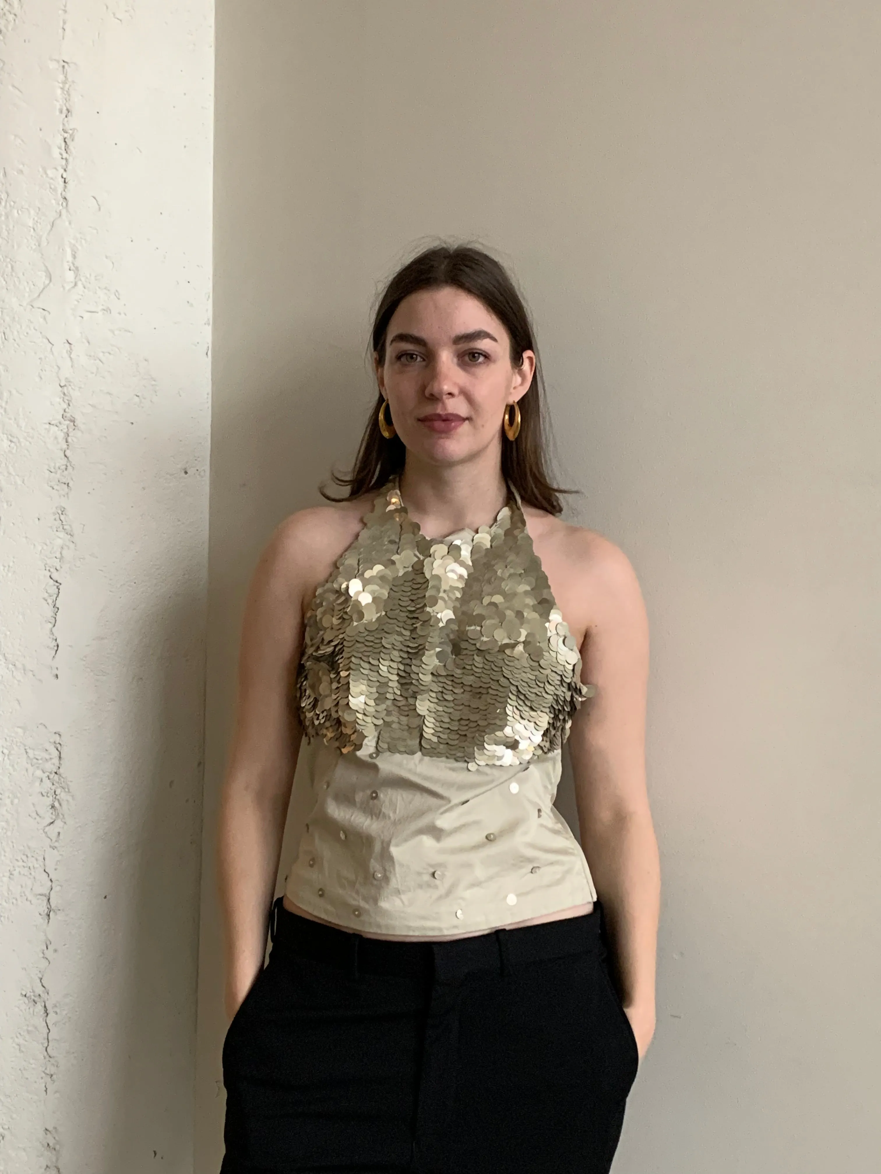 Alberta Ferretti sequin halter top