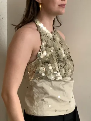 Alberta Ferretti sequin halter top