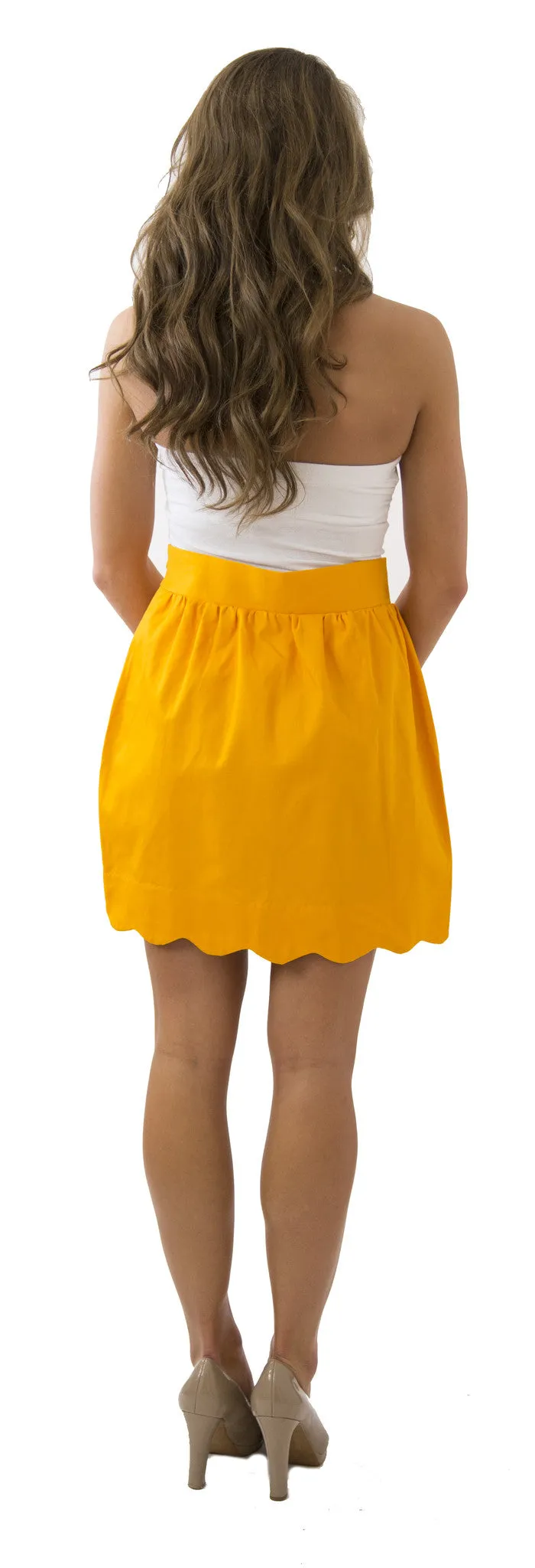 Aly Scallop Skirt- Gold- Twill Unlined