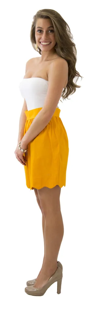 Aly Scallop Skirt- Gold- Twill Unlined