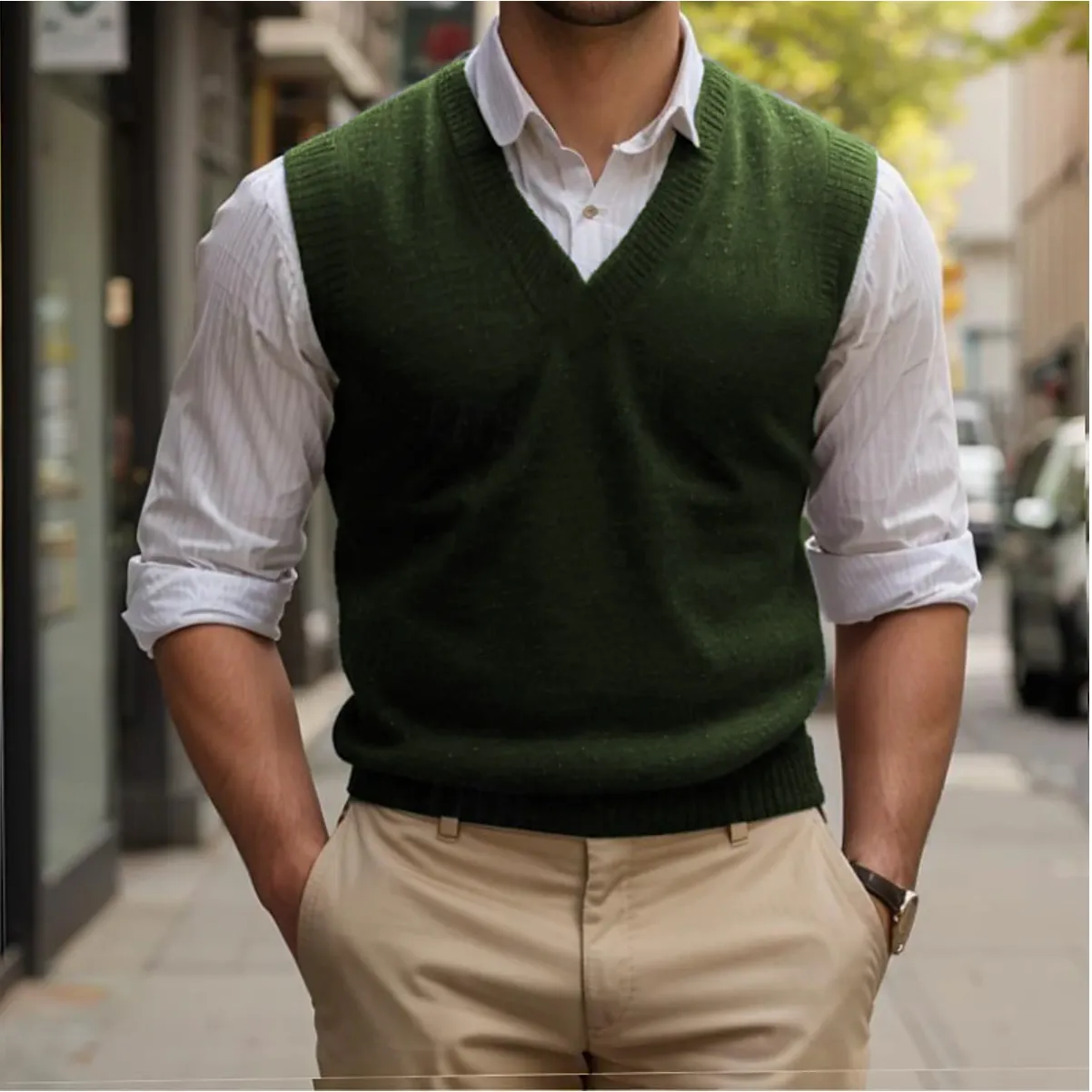 Andrew |  Sleeveless Sweater for Men with V-neck