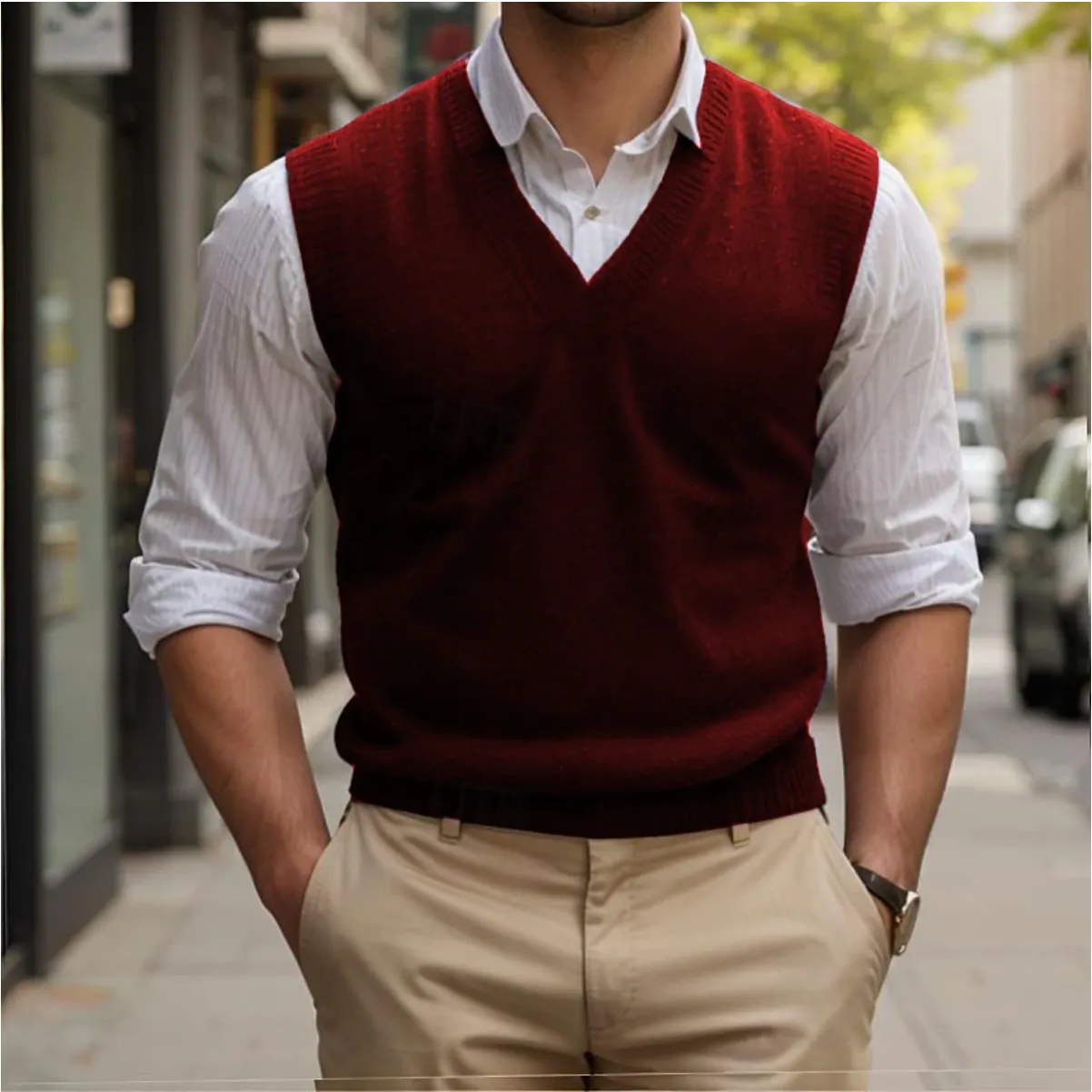 Andrew |  Sleeveless Sweater for Men with V-neck