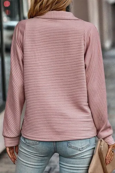 Angie Half Zip Collared Neck Sweatshirt