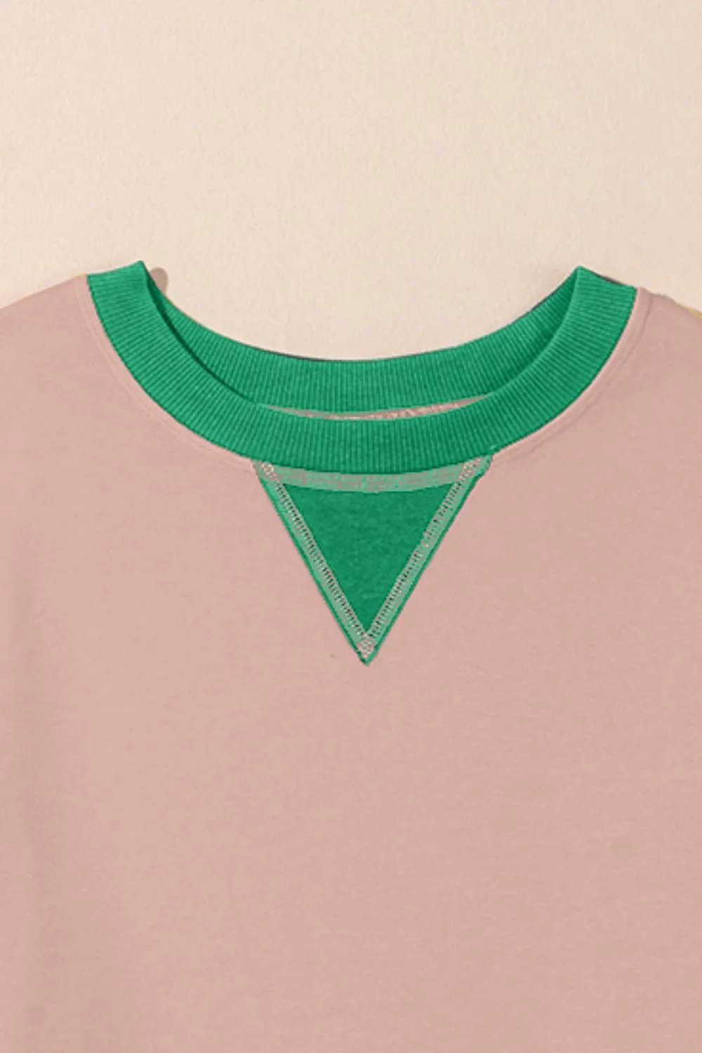 Antonia Contrast Round Neck Long Sleeve Sweatshirt- Deal of the Day!