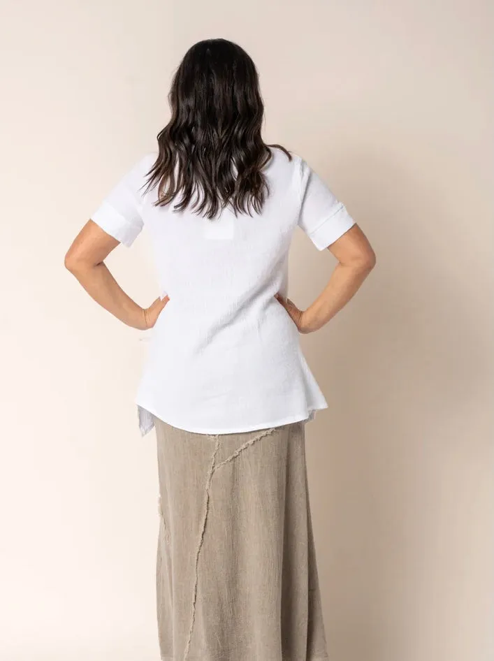 Aubrey Linen Top In White