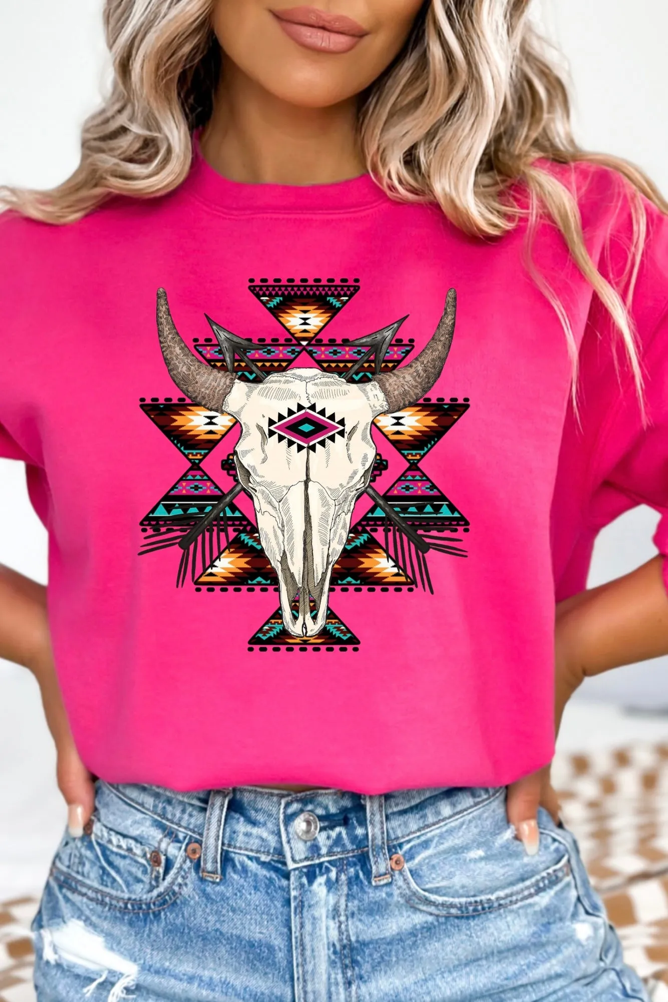 Aztec Bull skull sweatshirt (Multiple Colors)