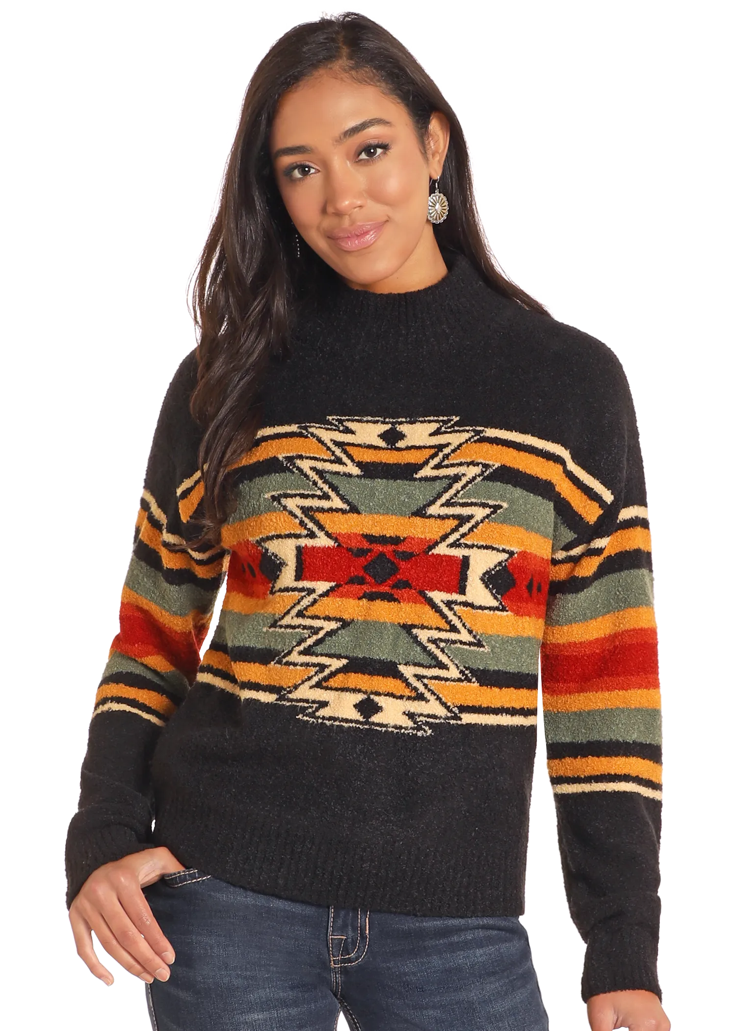 Aztec Mock Neck Sweater