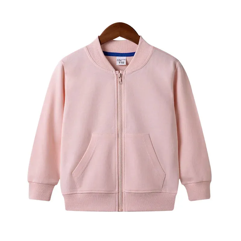 Baby Girls Jacket Kids Boys Full Cotton Coats Fall Solid Zipper Hoodie Top Unisex  Infant Clothes Children's Casual Blazer