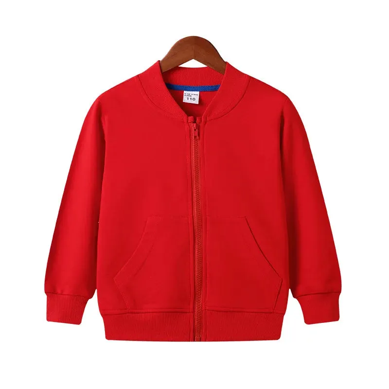 Baby Girls Jacket Kids Boys Full Cotton Coats Fall Solid Zipper Hoodie Top Unisex  Infant Clothes Children's Casual Blazer