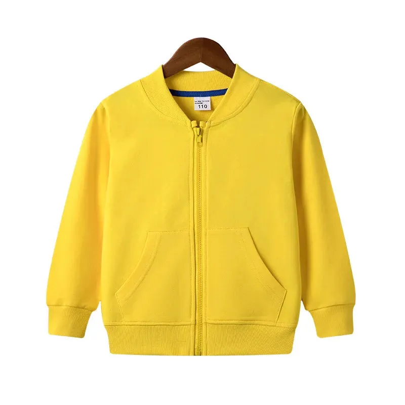 Baby Girls Jacket Kids Boys Full Cotton Coats Fall Solid Zipper Hoodie Top Unisex  Infant Clothes Children's Casual Blazer