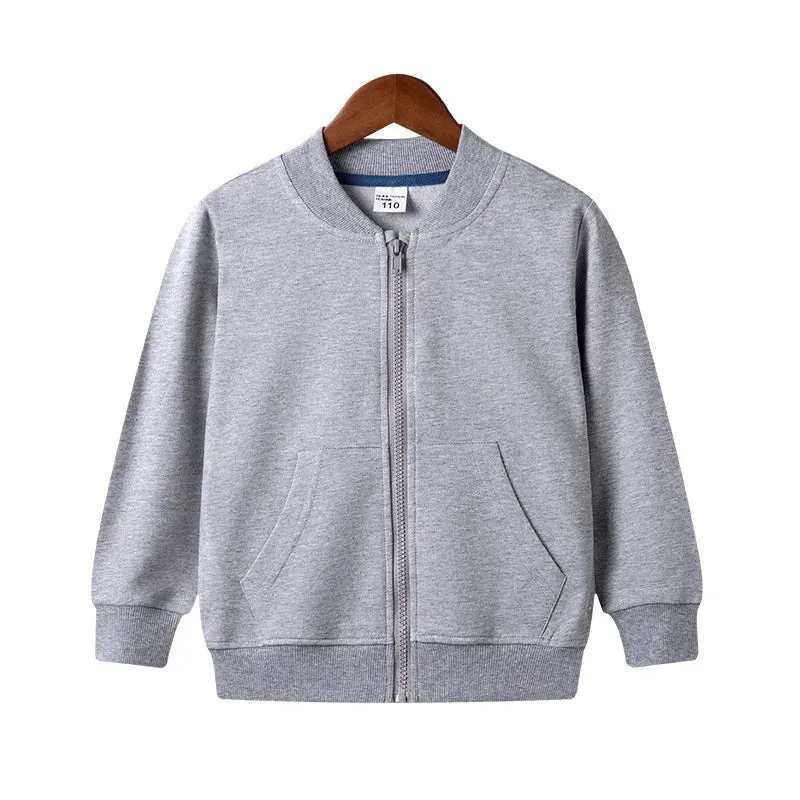 Baby Girls Jacket Kids Boys Full Cotton Coats Fall Solid Zipper Hoodie Top Unisex  Infant Clothes Children's Casual Blazer