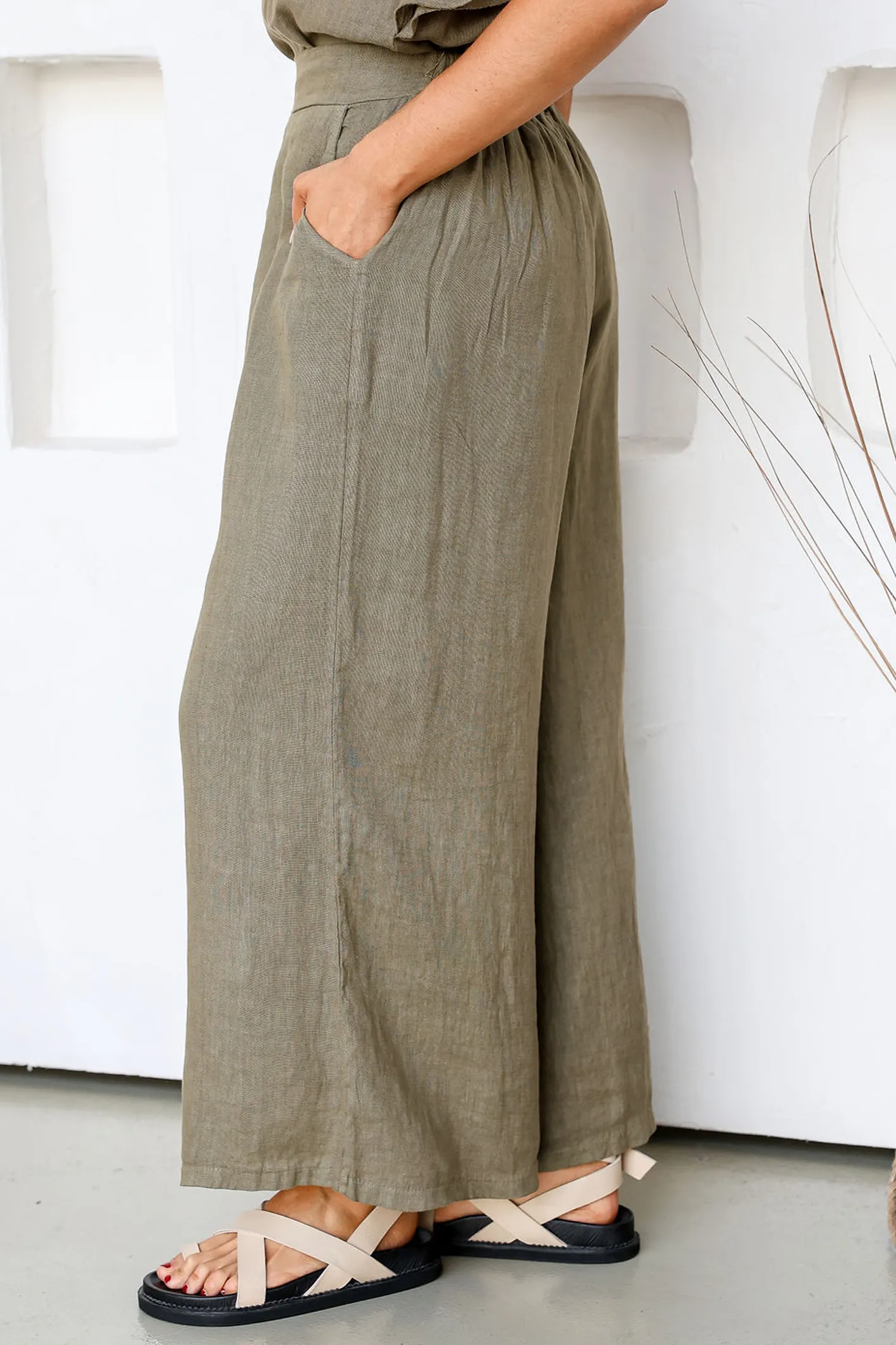 'Barbados' Linen Pant - Slate