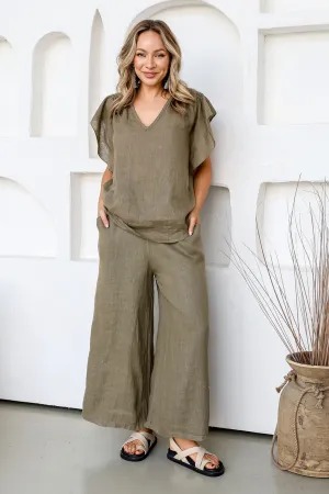 'Barbados' Linen Pant - Slate