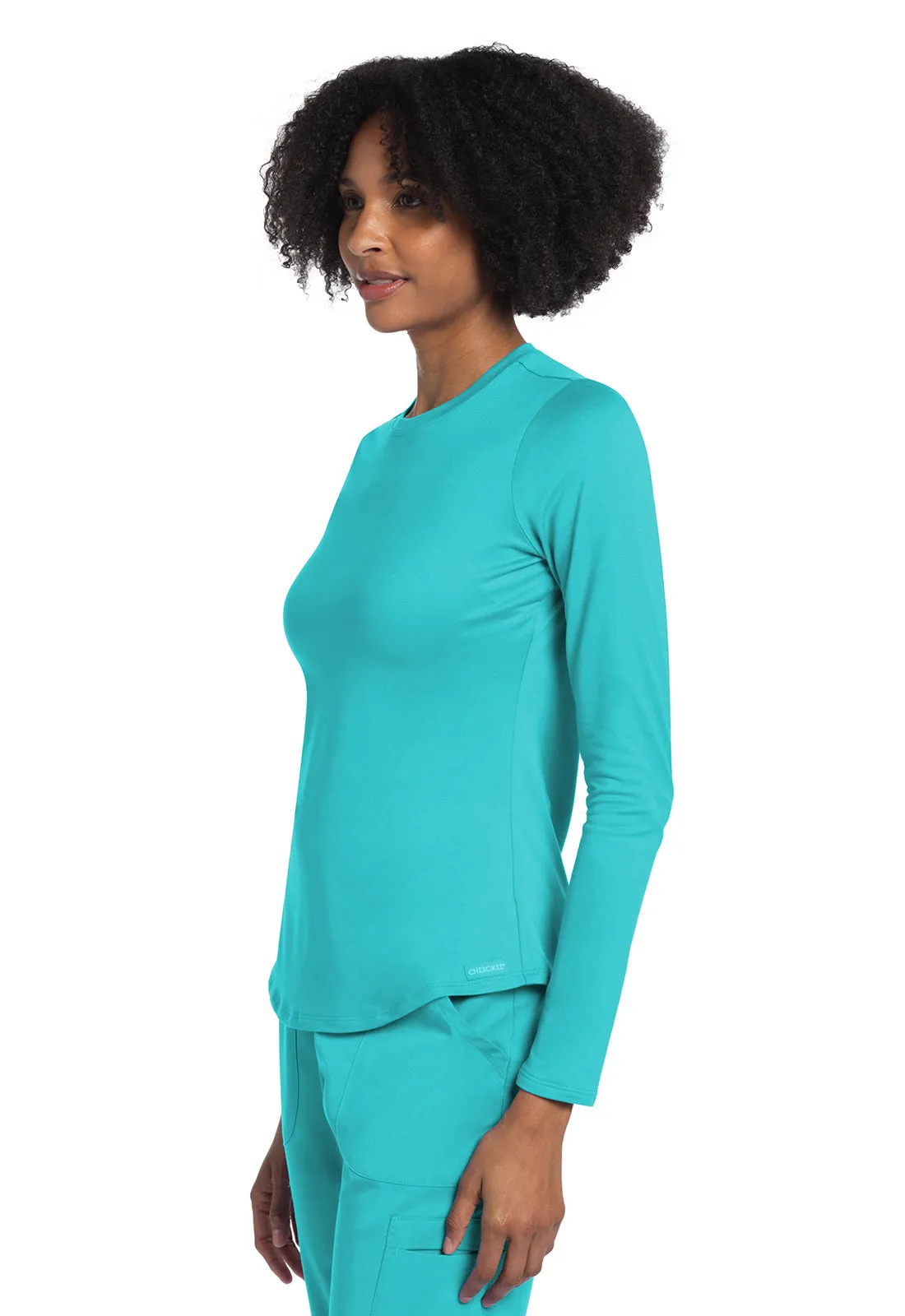 Basics CK773 Long Sleeve Underscrub Knit Tee Turquoise