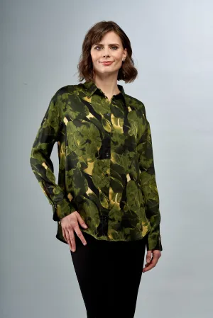 BCT1831C Printed Long Sleeve Button Down Blouse
