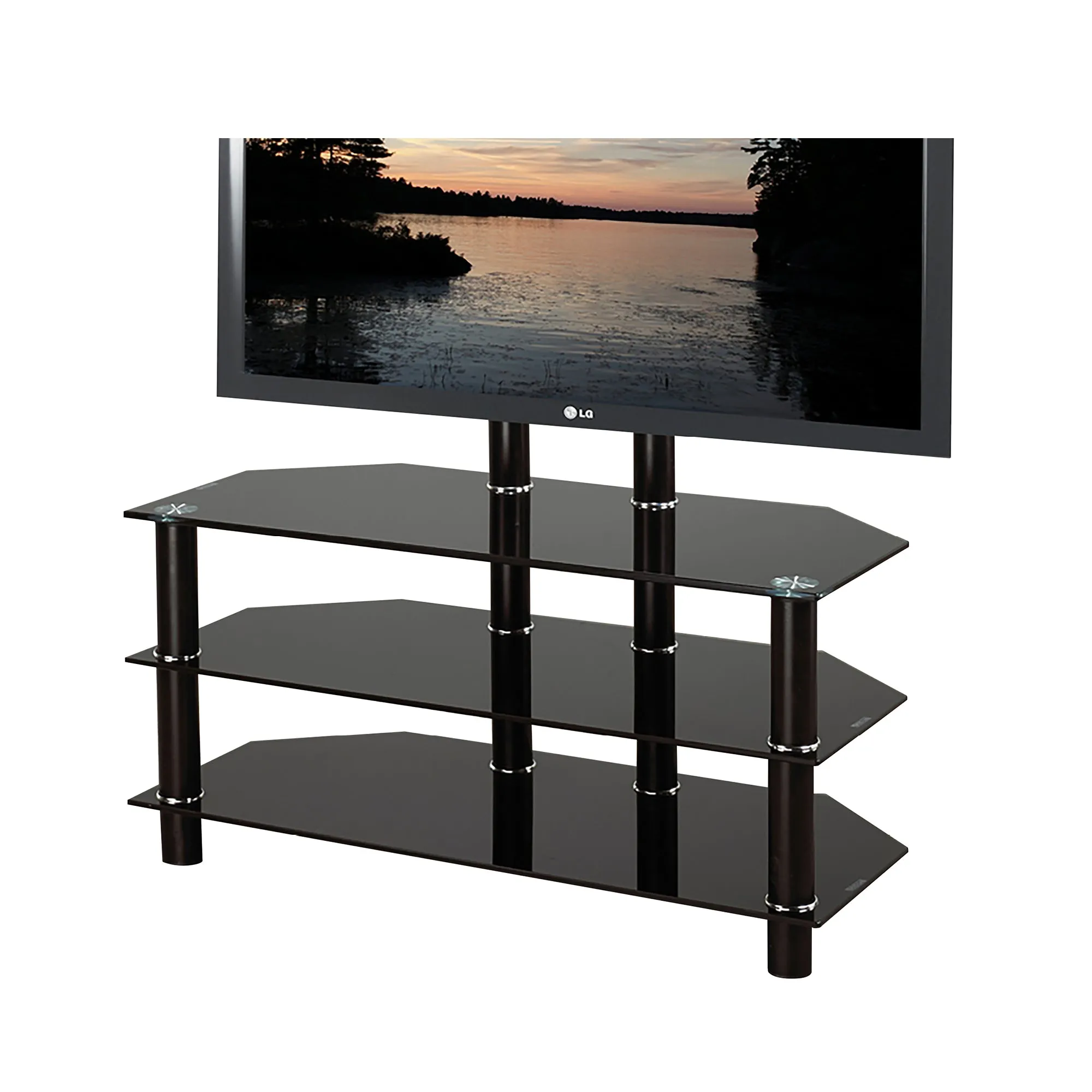 Bebelelo 48" L Modern TV Stand with S Pattern Large Shelves, Espresso