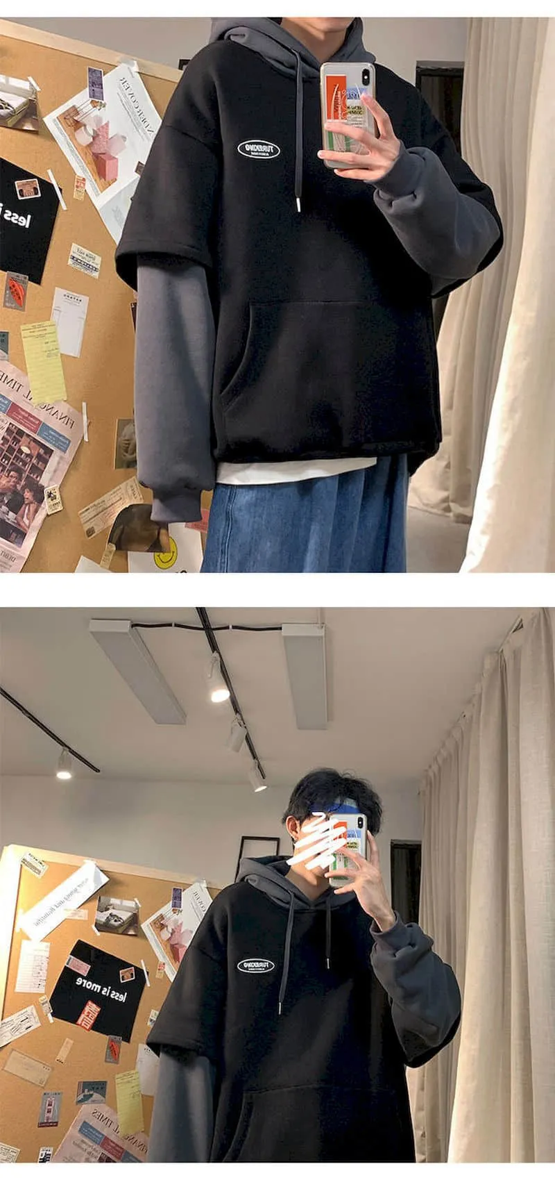 BerryBetty - Spring Outfits 2024 Trends Hoodies Women Sweatshirt Couple Autumn/winter Fake Two-piece Hooded Pullover Student Korean Style Loose Top Velvet Thick Jacket