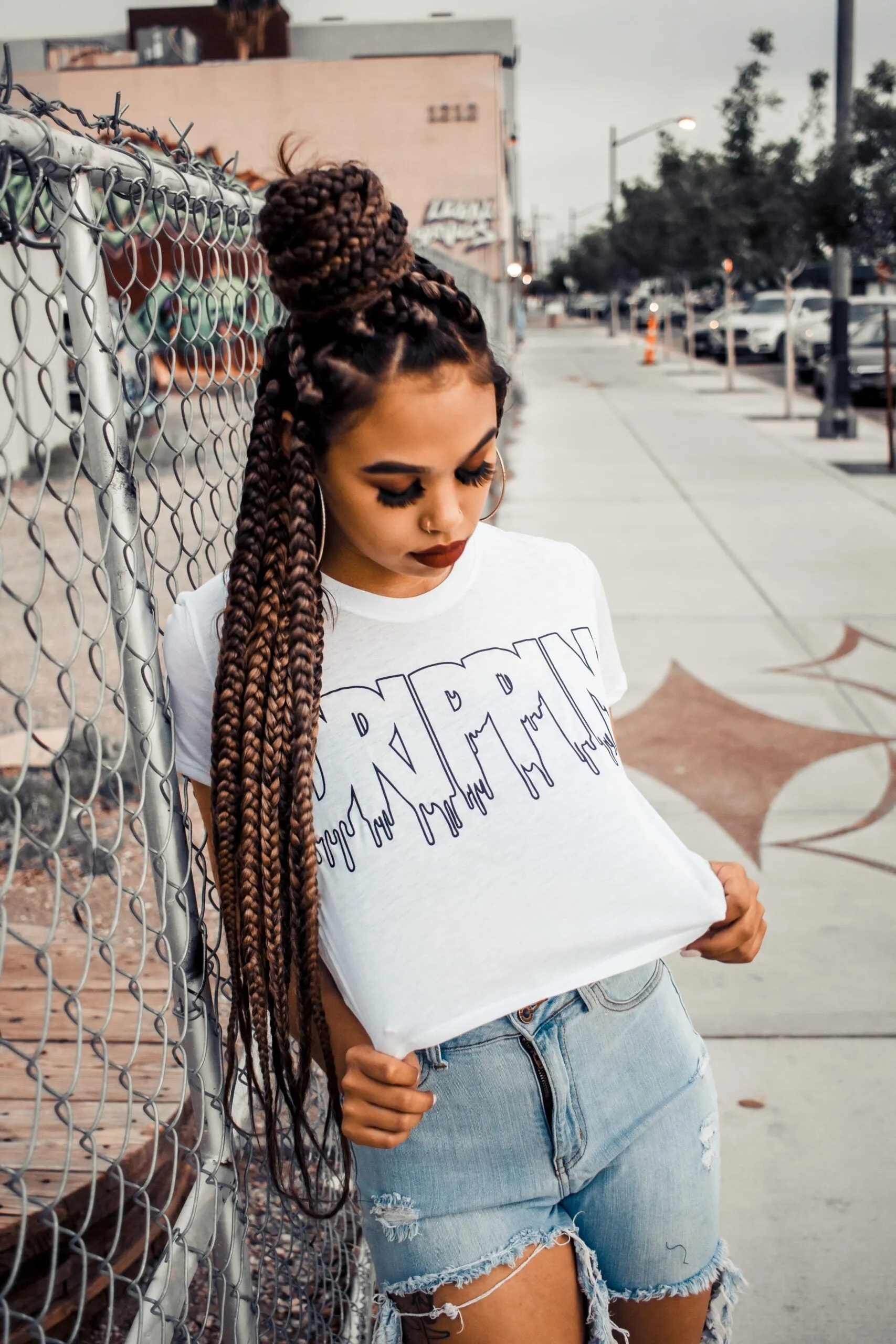 Black Drippin Outline | White Crop Top Tee