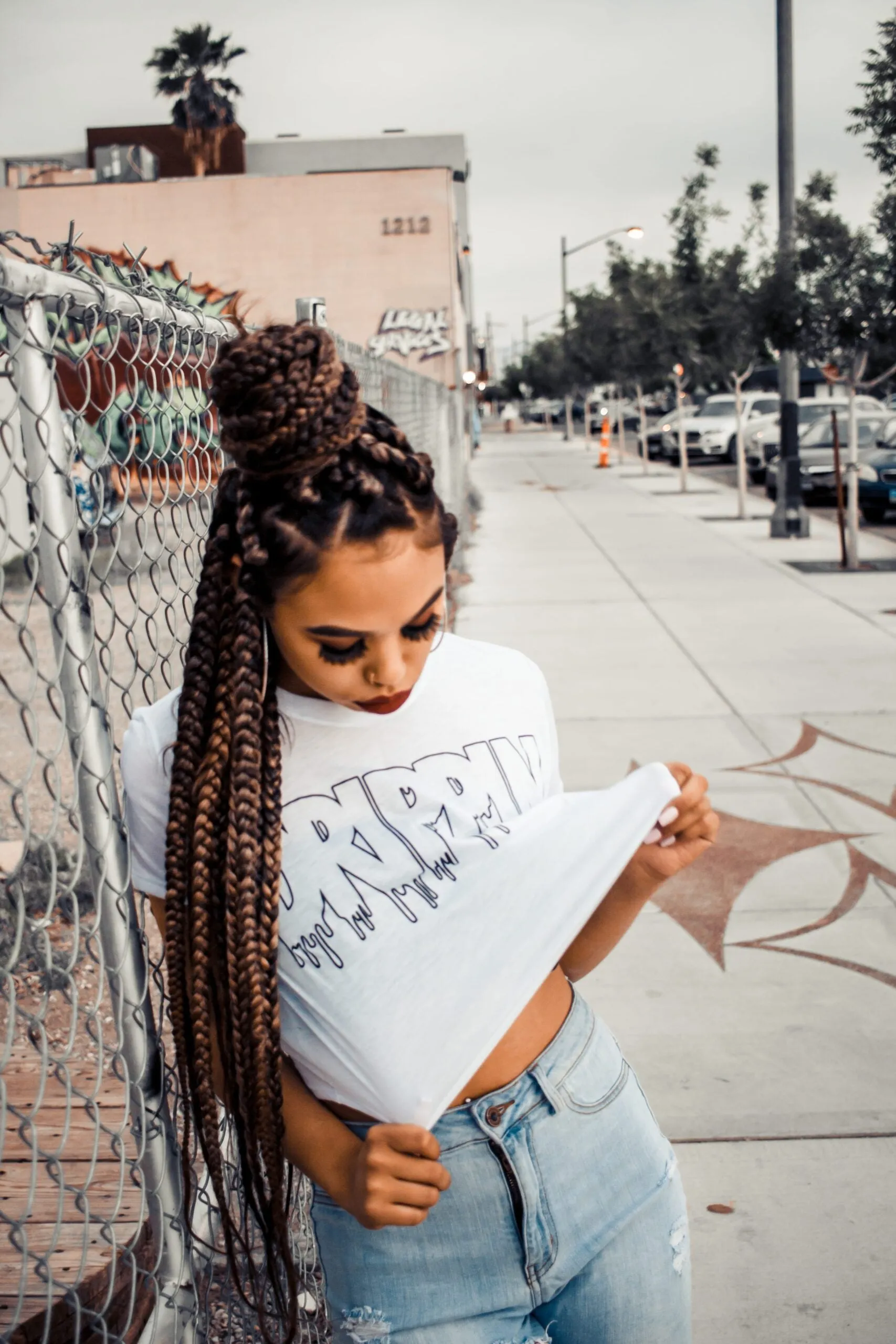Black Drippin Outline | White Crop Top Tee