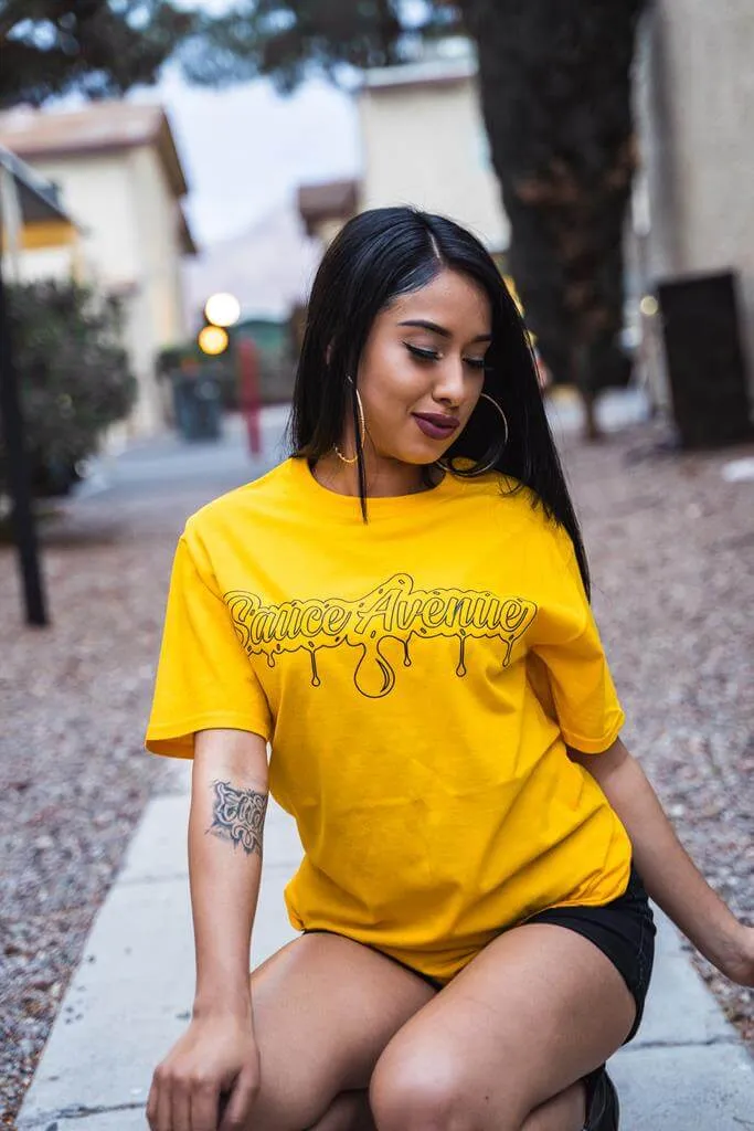 Black SA Drip Outline | Gold Tee