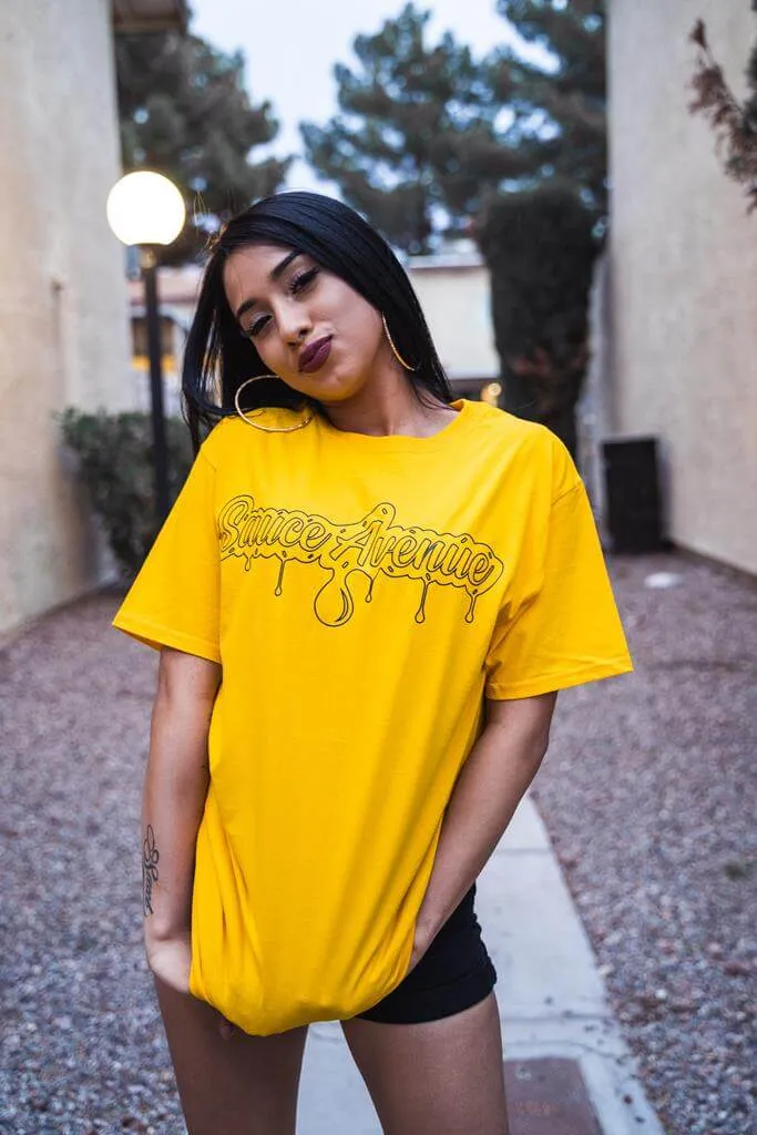 Black SA Drip Outline | Gold Tee