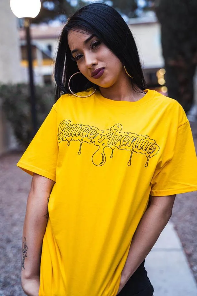 Black SA Drip Outline | Gold Tee